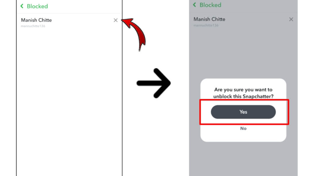 Unblock someone on Snapchat