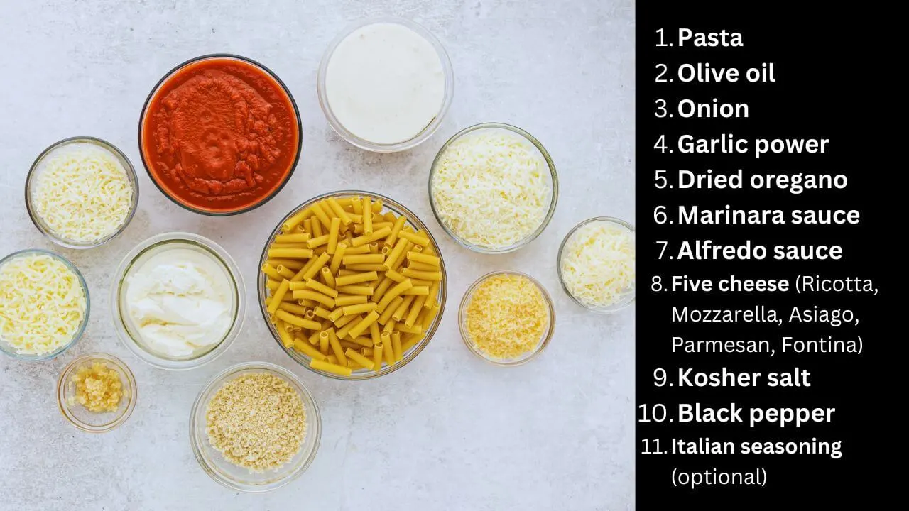 five cheese marinara ingredients